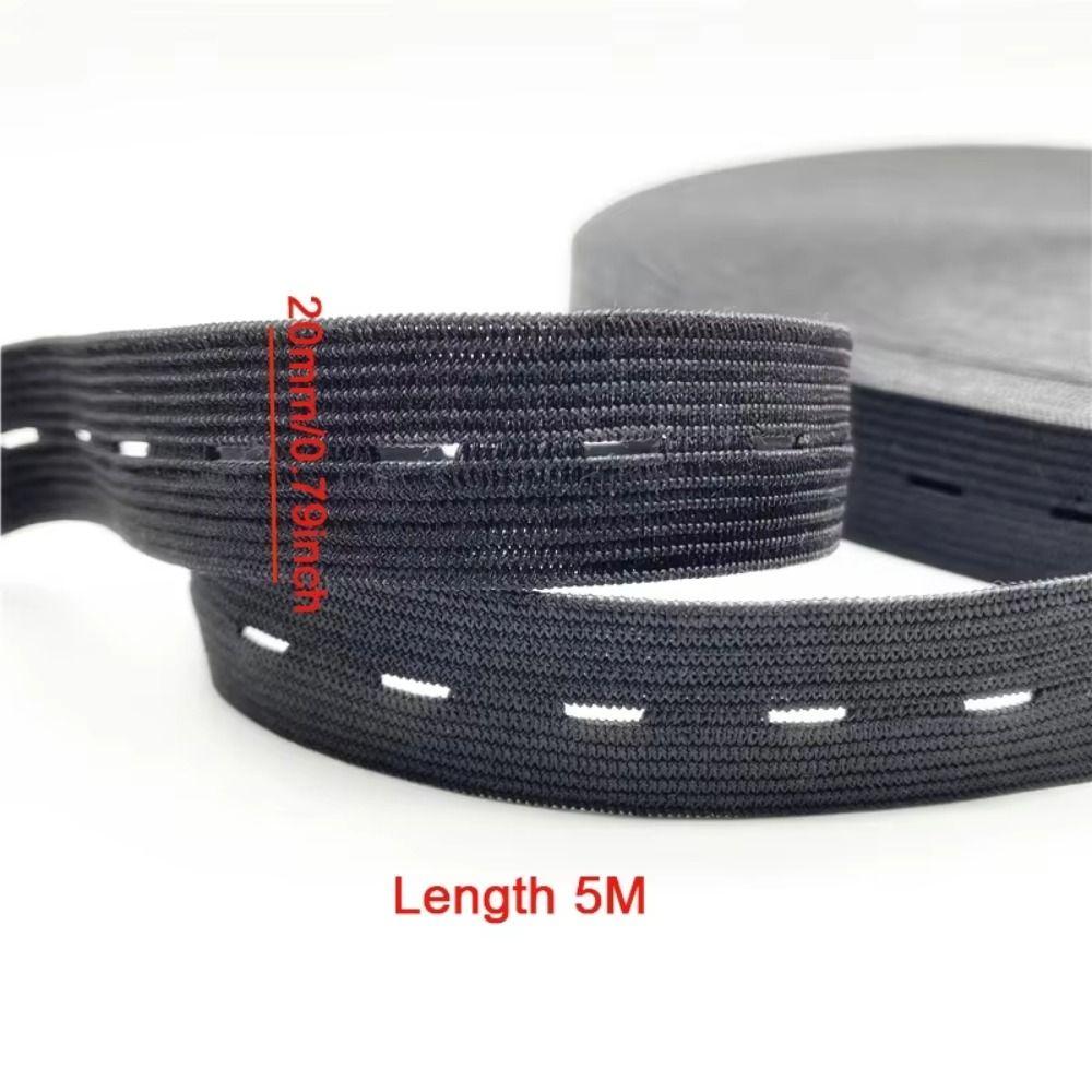 Black White Button Hole Elastic Belt Adjustable Hole Flat Band Elastic Stretch Belt DIY 1.5/2/2.5/3cm Width