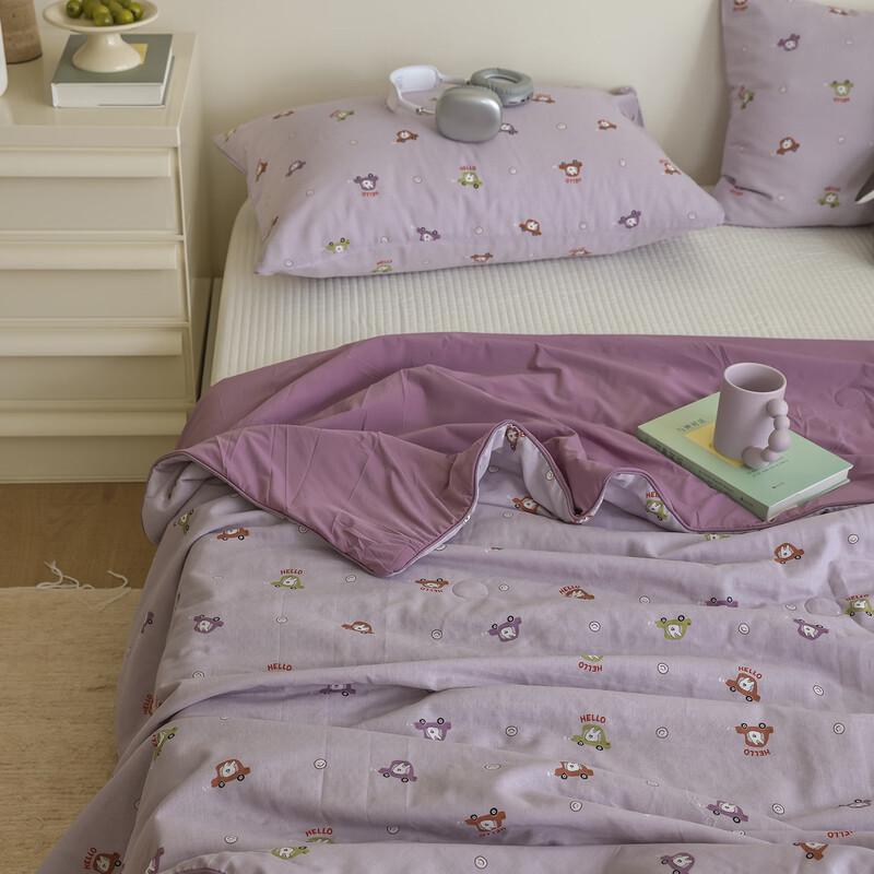 Ice Yarn Double-Layer Gauze Summer Quilt with Bunny Car Design