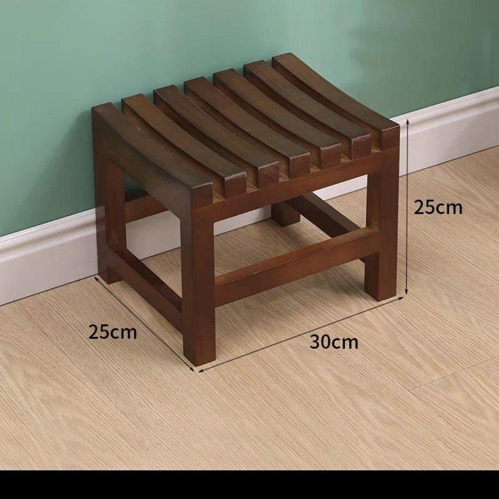 Non-slip Solid Wood Shower Stool for Elderly - Waterproof, Anti-corrosion Bathroom Stool for Foot Washing