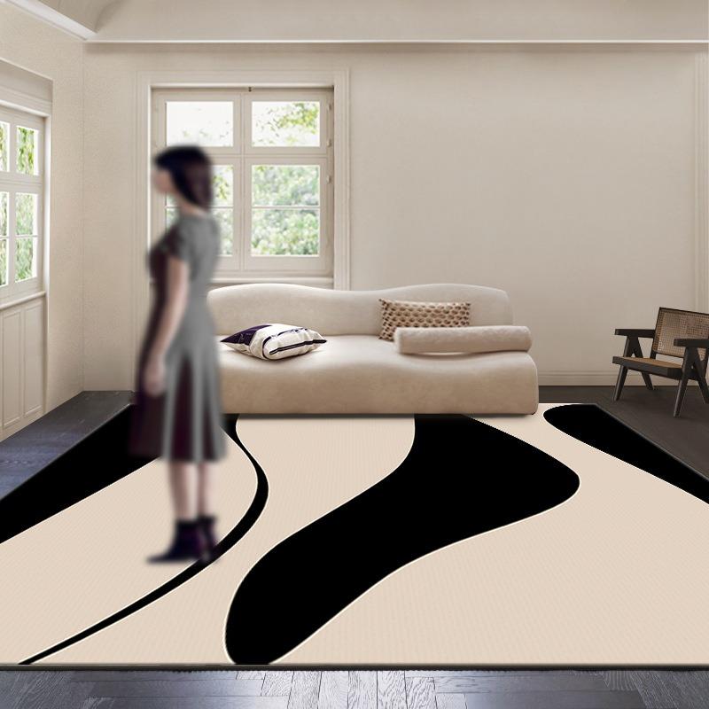 Black White Art Rugs for Nordic Home Living Room Decor Children Crawling Playing Mat Kitchen Non Slip Washable Modern Floor Rug
