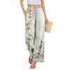 Damen Sommer Boho Palazzo Hose Hohe Taille Weites Bein Blumendruck Freizeithose Mit Taschen