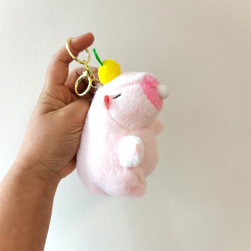 Creative Kapibala Keychain Pendant That Can Spit Bubbles Cute Capybara Schoolbag Hanging Ornament Grab Machine Doll