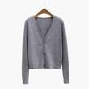 V-Neck Knitted Cardigan: Retro Hong Kong Style Sweater for Spring & Autumn, Long Sleeve Short Jacket for Women