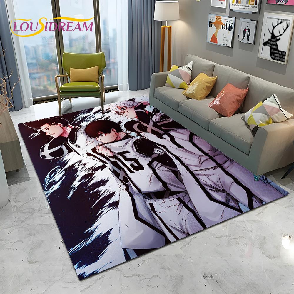 Teppich mit Cartoon-Motiv, blaues Schloss, Fußball, Anime, für Zuhause, Wohnzimmer, Schlafzimmer, Sofa, Fußmatte, Dekoration, Kinderspielbereich, rutschfeste Bodenmatte