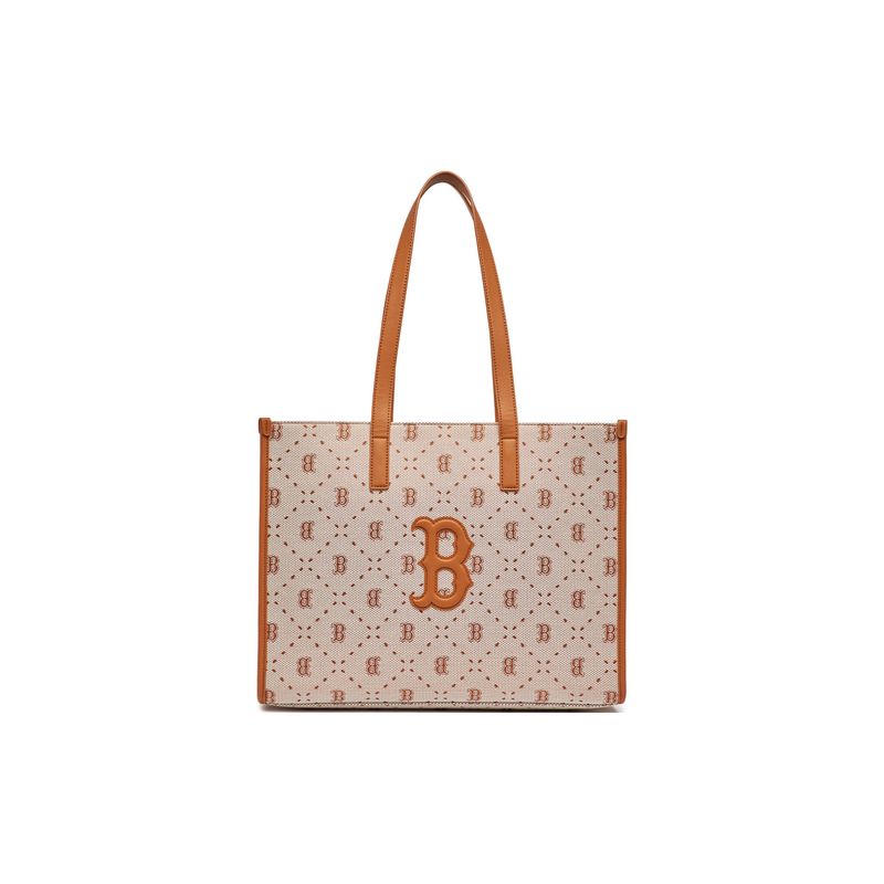 MLB Boston Red Sox Large Capacity Vintage Logo Print Polyester Tote Bag Women tote bags Brown 3AORL013N-43BRS