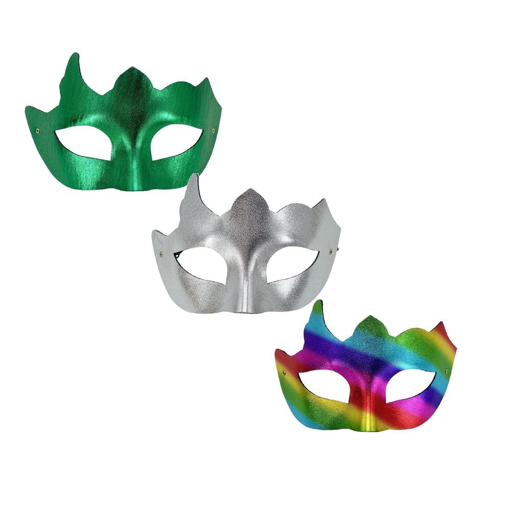 Men's Halloween Half Face with Multi Horns and Elastic - 3 Pack Assorted Colors