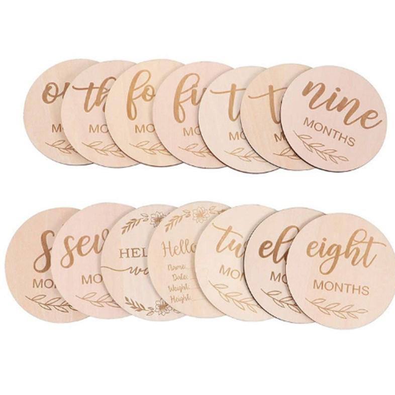 

В наличии: Двусторонние деревянные карточки для младенцев с вехами для объявлений о рождении и реквизит для фотографий новорожденных