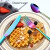5PCS/SET Cutlery Set Iridescent Rainbow Colorful Stainless Steel Dinnerware Set Mirror Polishing Steak Knife Household Table Knife