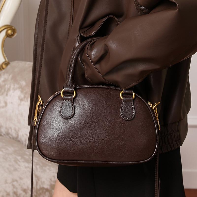 Cowhide Bag Women's Messenger Bag New Retro Handbag Niche Design Commuter Shoulder Armpit Bag