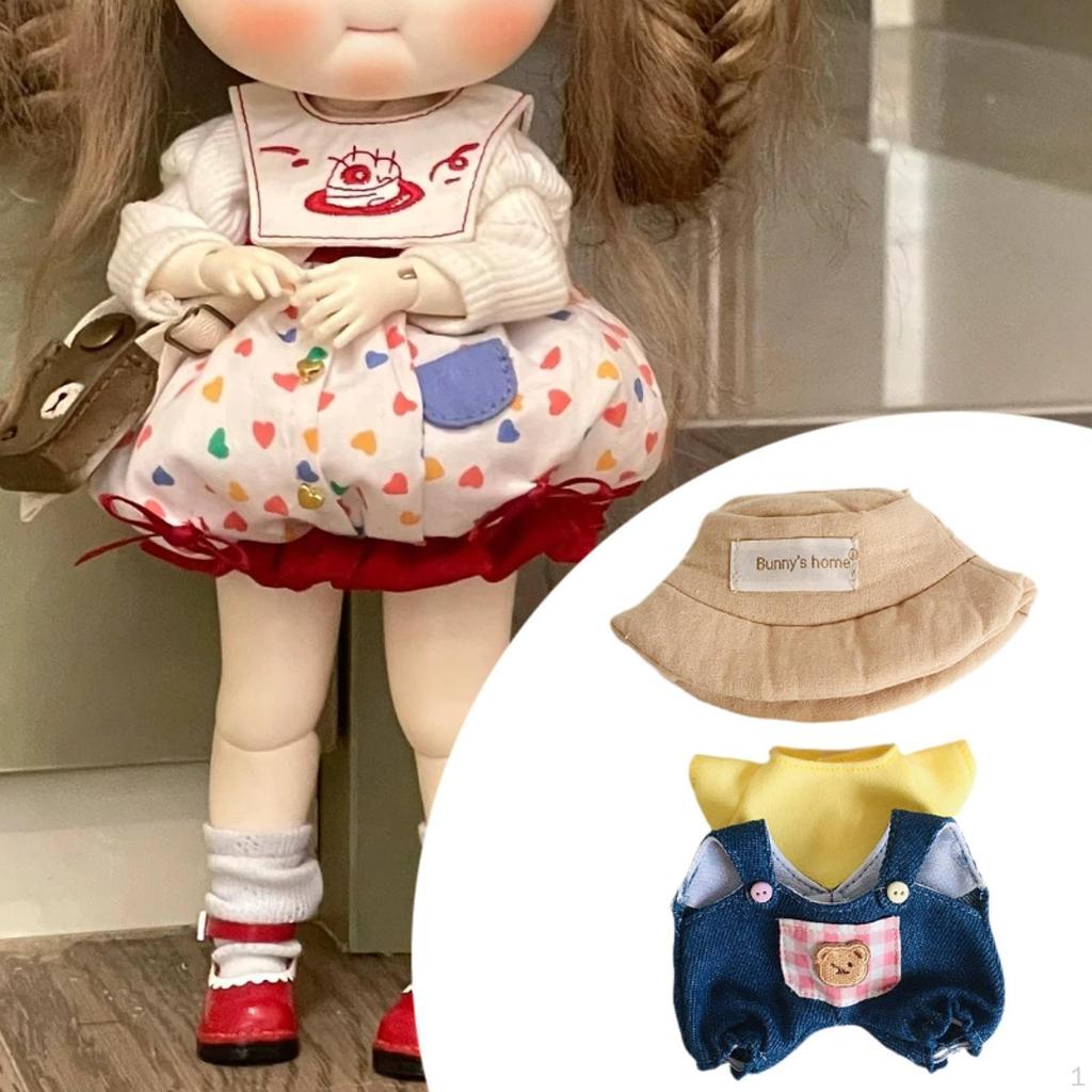 Ubranka dla lalek dla 17cm pluszowych akcesoriów DIY kostiumy kreskówkowe różowe kombinezony w kratę