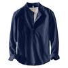 Men's Long Sleeve Slub Linen Pullover Shirt Casual Buttonless Top for Spring and Fall
