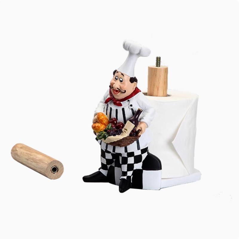 Kitchen Tissue Storage Box, Creative Vertical Chef Sculpture Tissue Holder, Centerpiece of Dining Table, Household Tissue Box
