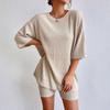 “2025 European & American Women's Fashion: Summer Two-piece Knit Set with Short Sleeves”