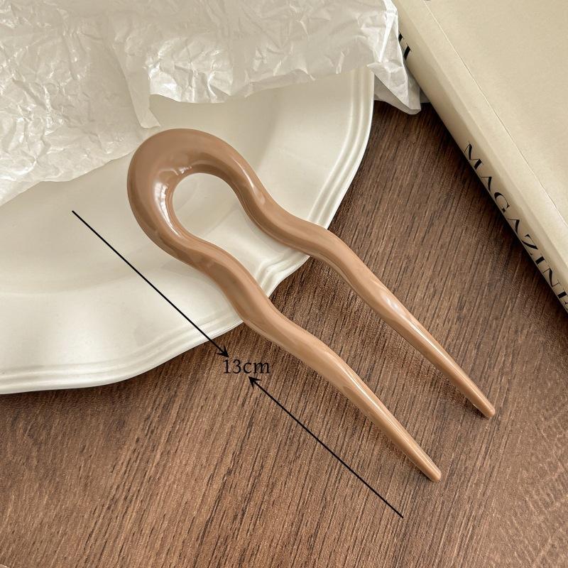 Nová U-tvarovaná vidlička do vlasů Dámská Móda Korytnačí Acetátová spona do vlasů Geometrický design Pokrývka hlavy Vlasové tyčinky Dívčí vlasové doplňky