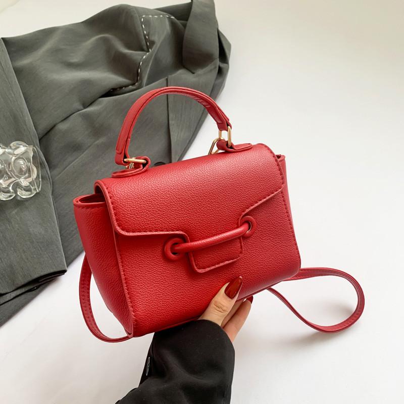 Color Solid Pu Crossbody Bag Women With Lock Closure Mobile Pocket Use Casual