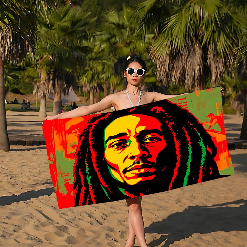 Bob Marley Rasta Löwe Mikrofaser Bedrucktes Strandtuch Bergsteigen Yoga Strand Schwimmen Laufen Saugfähiges Weiches Handtuch