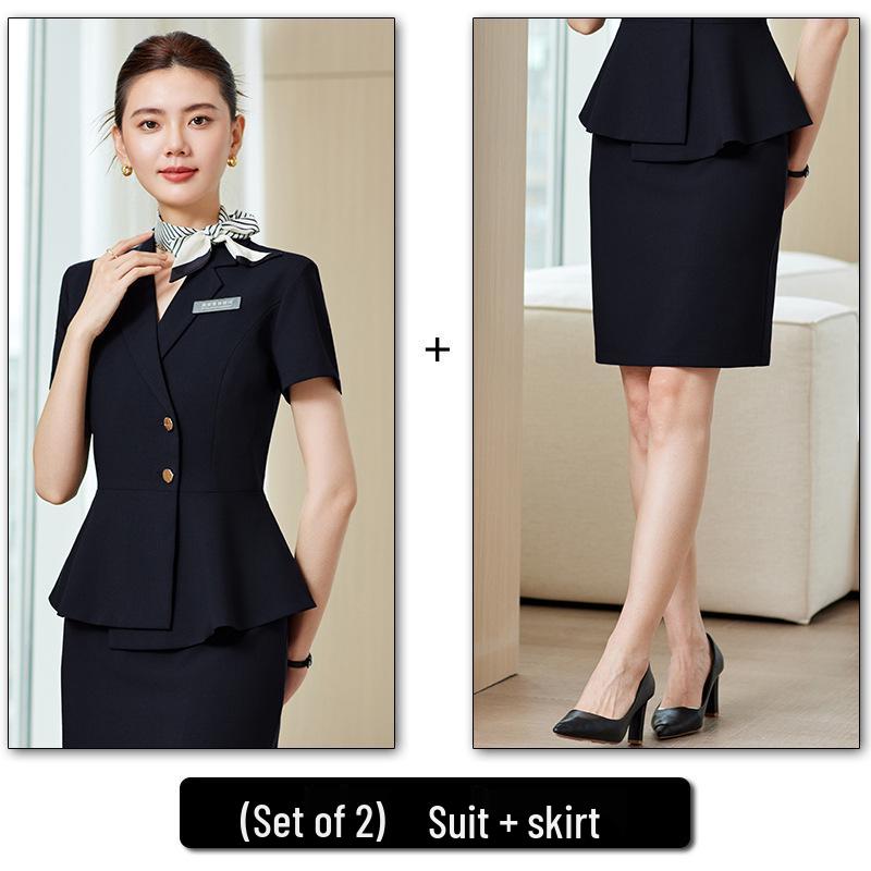 Women's Elegant Summer Suit Set - Formal Office & Hotel Wear, Professional Jewelry Store Attire