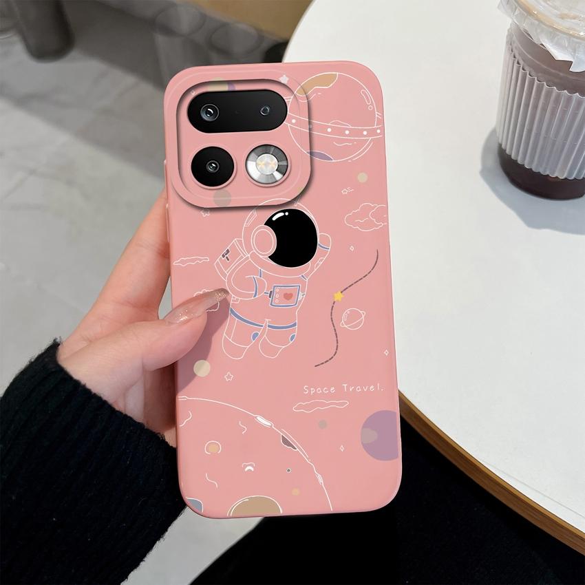 For Oppo Realme 16 15 14 Pro Plus OPPO Reno 15 Pro A6X A83 A79 A78 A96 A95 A94 A93 A92 A91 Phone Case Lovely Astronaut Soft Liquid Silicone Back Cover