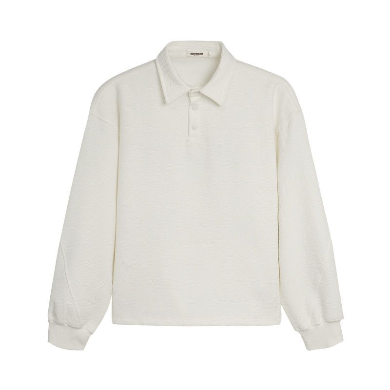 

Bodydream Bubble Tr Sweatshirt Men s Old Money Polo Shirt Geekchic Long-Sleeved T-Shirt Loose Heavyweight Top Light Apricot 4XL(120-140kg)