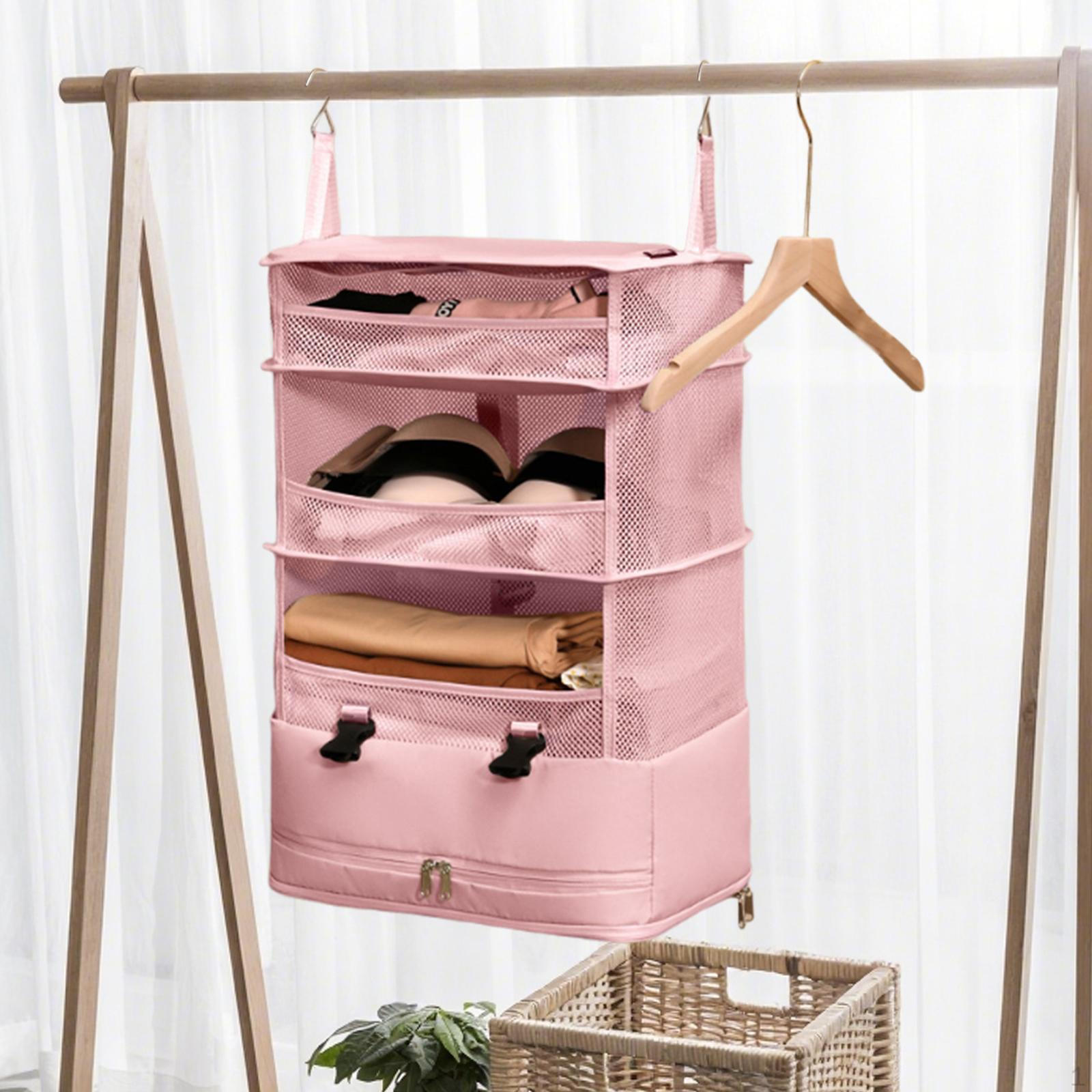 

Hanging Travel Shelves Bag Clothes Storage Foldable Compression Casual Packing Cube Luggage рожевий