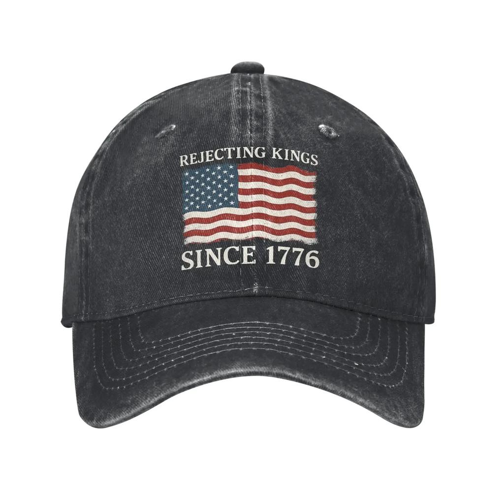 No Kings Baseball Cap Retro Distressed Denim  Snapback Cap Unisex Outdoor Summer Unstructured Soft Hats Cap