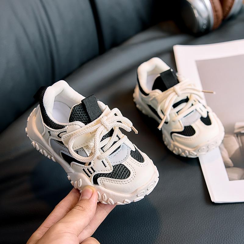 2025 autumn new mesh breathable children's sports shoes boys and girls baby sports shoes breathable dad shoes tide