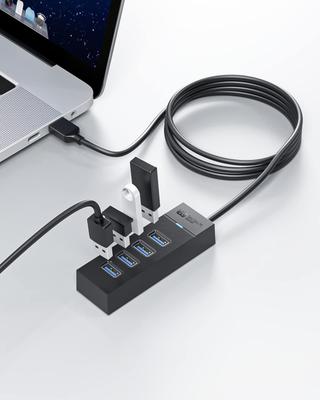 SAN ZANG MASTER USB 5Gbps No USB Expansion Drivers Compatible with and Chromebook 4-Port 3.0 Hub, High-Speed Transfer, Lightweight, Required, Windows,