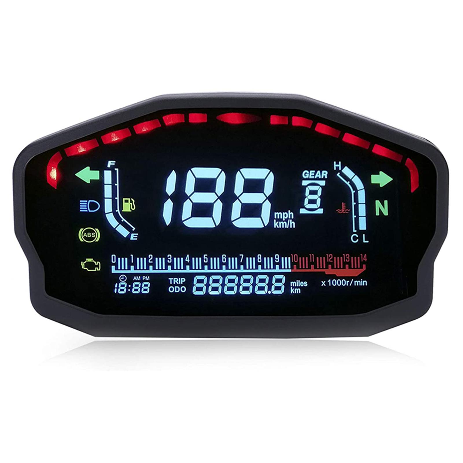 

Universal Motorcycle Odometer Gauge LED LCD Digital Speedometer Gauge Tachometer Instrument