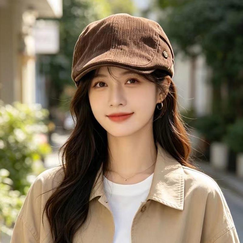 Autumn and Winter Versatile Boys and Girls Forward Hat Retro British Adjustable Rear Buckle Shows Face Small Outdoor Street Shooting Newsboy Hat