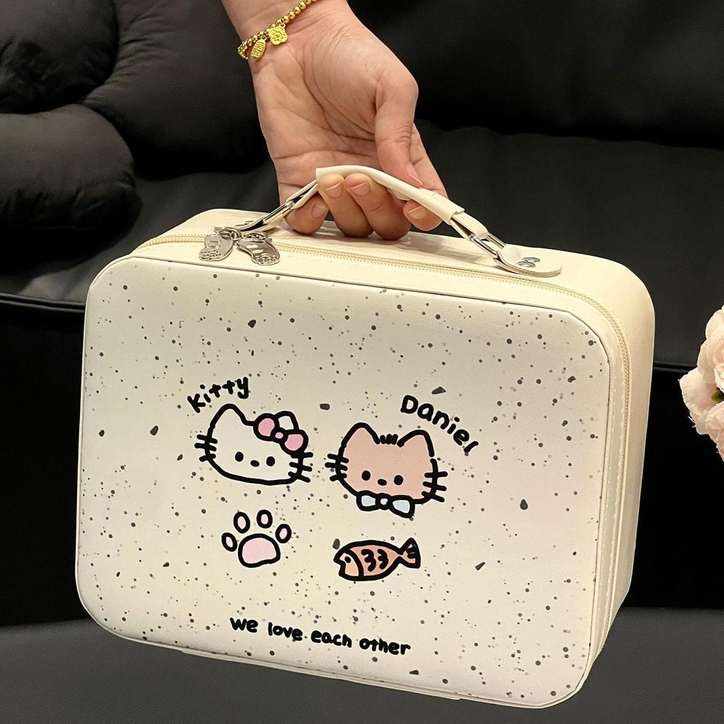Large Capacity Cute Handbag Makeup Case with Mirror - Portable Travel Cosmetics Bag
