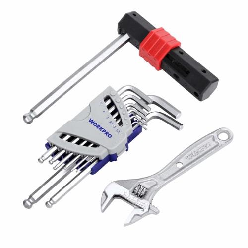 WORKPRO Hex Wrench Set, 9-Piece Set with 150mm Adjustable Wrench, Ball Point, and T-Handle, Perfect for Bicycle Maintenance, Machine Repair, Furniture