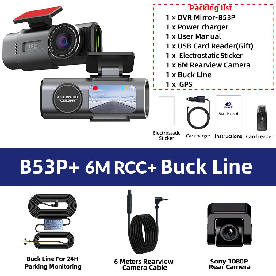 Dash Cam 4K GPS WIFI APP 24H Night Vision Mini Optional Rear Lens Dashcam Car DVR Video Recorder Camera For Car Black Box