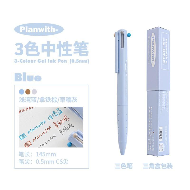 3/12 Color 3 in 1 Multi Functional Click Gel Pen Retractable Ballpoint Pen for Journal Writing Stationery School Office Supplies
