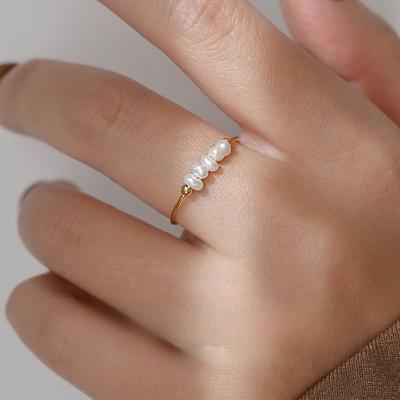 Einfacher Natürlicher Barockperlenring Leicht Luxuriös Nischenring Damen Titanstahl Nichtverblassender Schmuck