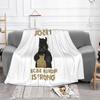 Black Cat Funny Crochet Because Murder Is Wrong Creative Design Light Thin Soft Flannel Blanket Black Cat Funny Crochet Murder