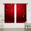 2pcs - Christmas Curtains, Christmas Golden Star red polyester printed curtains, home decoration, room decoration
