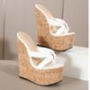 Summer Super High Heels Wedges Heel Women Slippers Fashion Open Toe Platform Sandals  Party Shoes