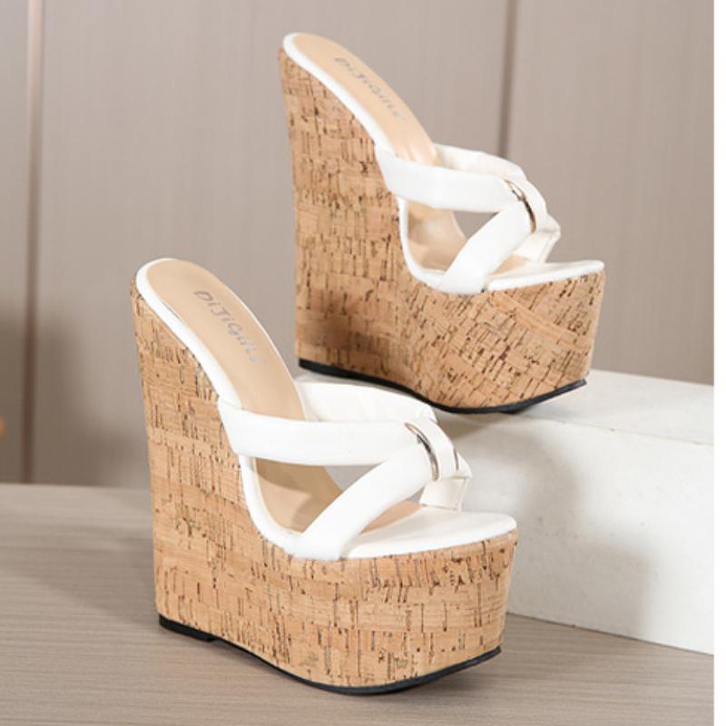 Summer Super High Heels Wedges Heel Women Slippers Fashion Open Toe Platform Sandals  Party Shoes
