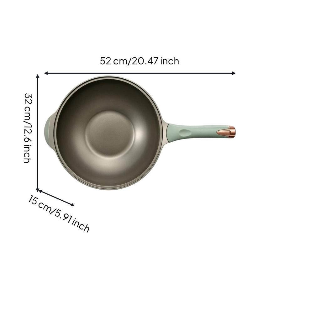 Wok with Glass Lid Nonstick Pan Stir Fry for Induction Cooktop,