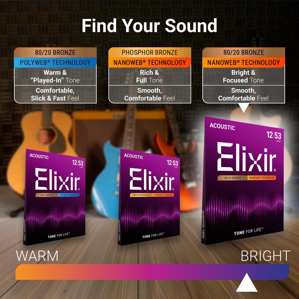 Elixir Acoustic Guitar Strings NANOWEB 8020 Bronze Extra Light .010-.047 #11002 []