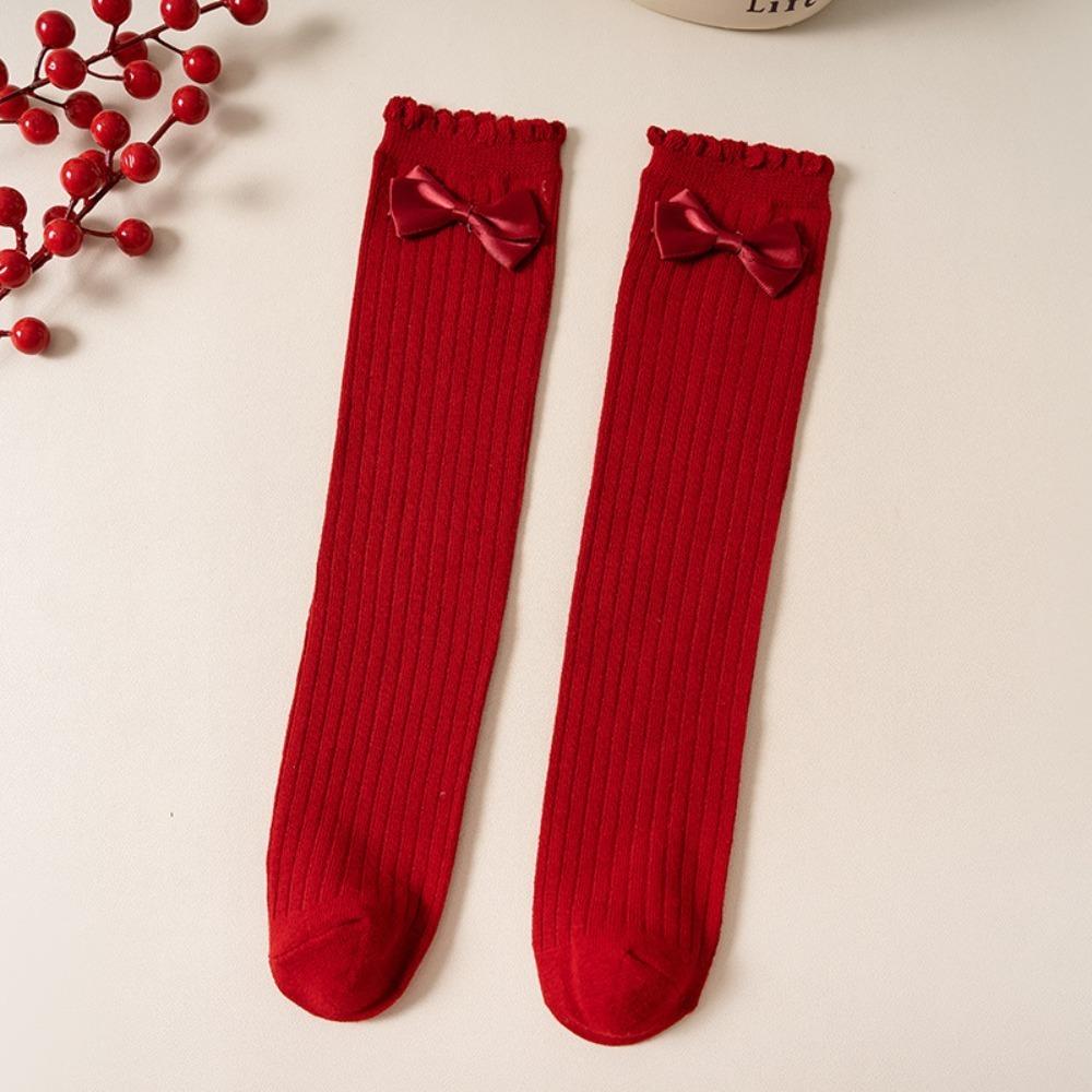 

Женские гольфы с бантом, повседневные носки средней длины с бантом, новые зимние компрессионные чулки, детские 3