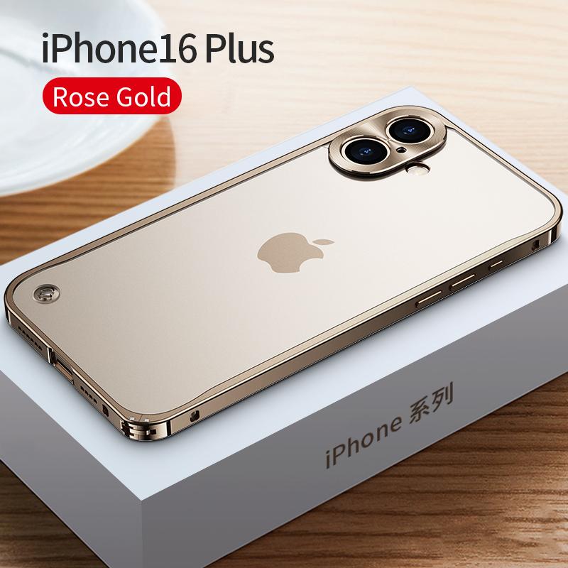 Coque de téléphone à cadre métallique Pour iPhone 17 11 12 13 14 15 16 Pro Max Alliage d'aluminium Protection Complète de l'Objectif Coque Arrière Métallique Plaqué Pour iPhone 13 mini