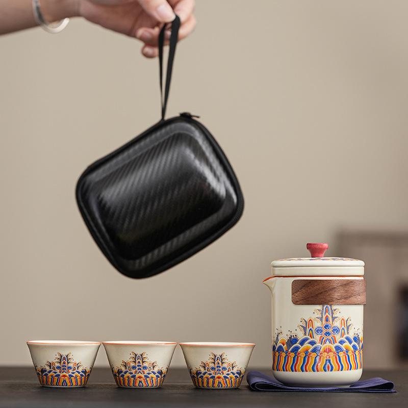 Ruyao wave ancient charm travel tea set portable tea set business gift company annual meeting event souvenir