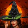 Folds Halloween Witch Hat Satins Wizard Cap Creative Mesh Bow Witch Hat  Performance Props