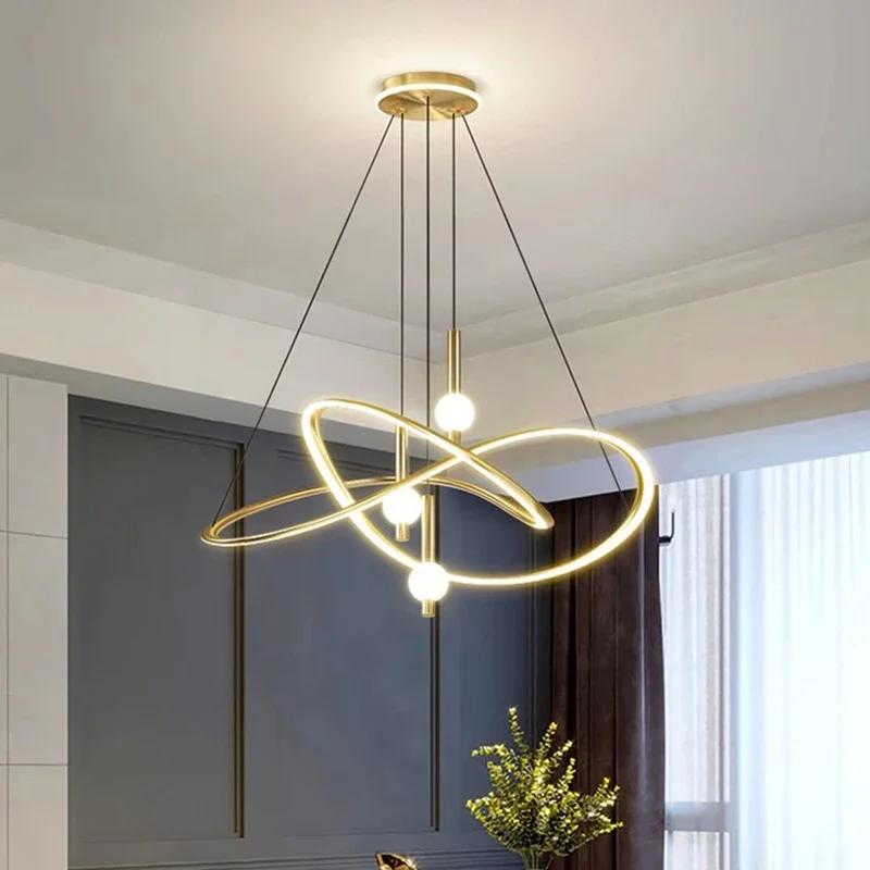 Modern LED Pendant Light Home Indoor Decorative Lighting Ceiling Lamp for Living Dining Room Hanging Light Black Gold Chandelier