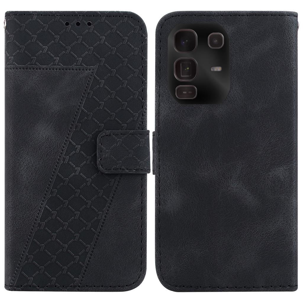 For Infinix Note 50 Pro+ 5G Stand Case 7-Shaped Pattern Imprint Leather Phone Cover with Strap