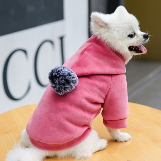 Pet Hoodie Pom Pom Keep Warmth Skin-friendly Thickened Dogs Hooded Sweatshirt for Winter