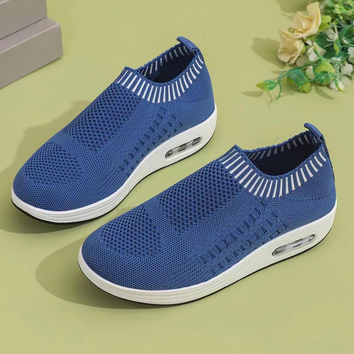 

Модная спортивная обувь, женские легкие кроссовки Air Running, дышащая сетка, удобные туфли на плоской подошве для ходьбы на открытом воздухе, женский теннис 36 синий