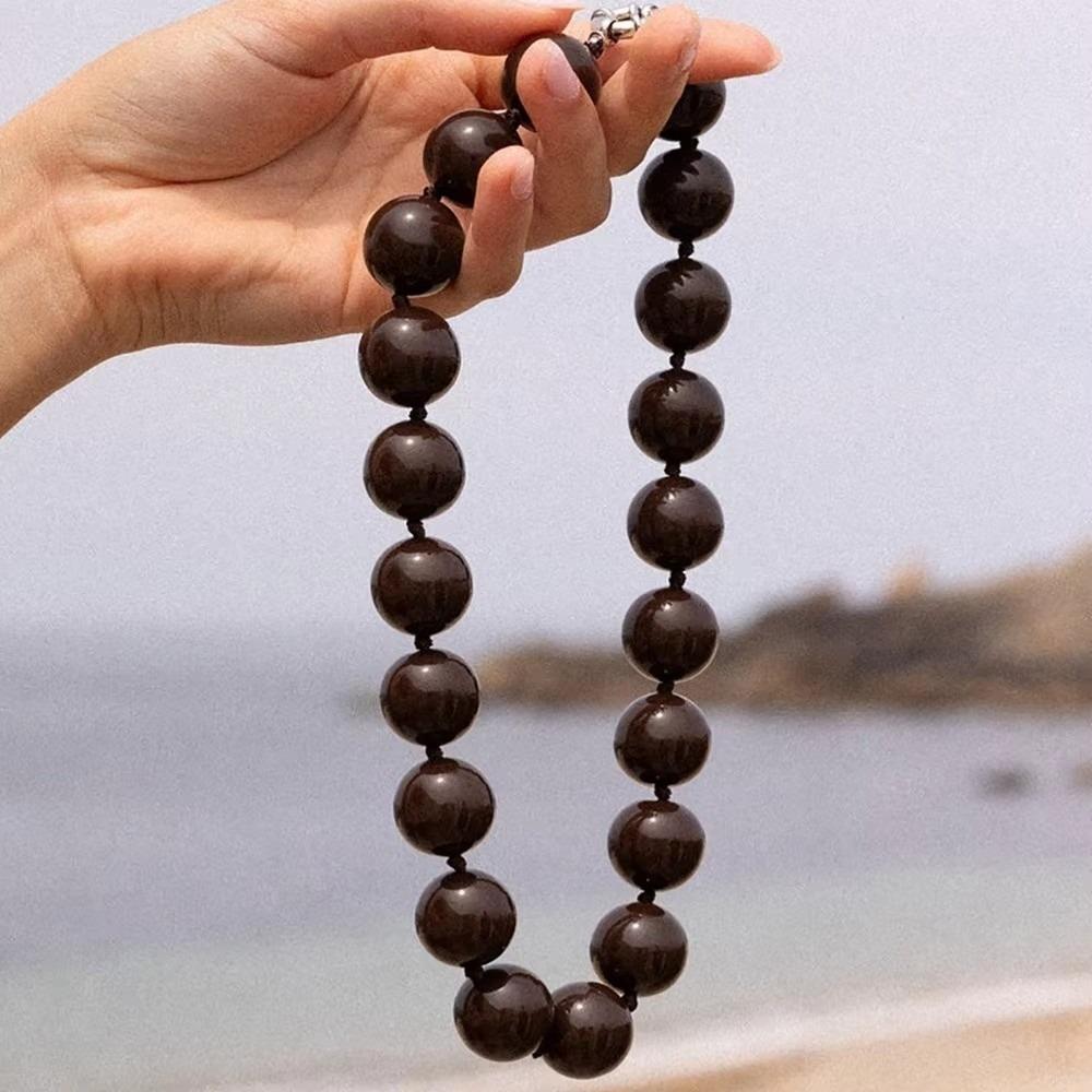 

Candy Color Women Choker Round Clavicle Chain Aesthetic Beaded Necklace Women Girls чёрный