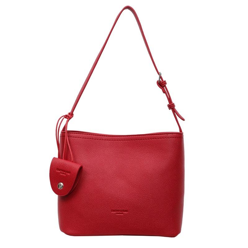 New Texture Generous Lazy Wind Underarm Women's Bag Bucket Bag Casual Small Niche Lychee Pattern Handbag